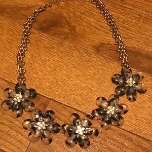 Leopard print flower statement necklace